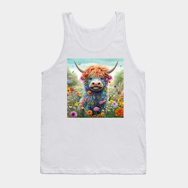 Highland Cow Tank Top by TooplesArt